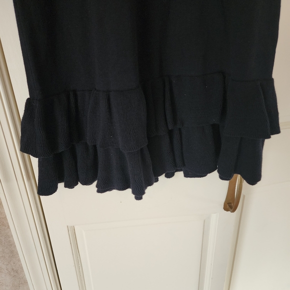 Nine West Women's Black Bell Sleeve Sweater Dress Ruffle Hem Size M - Picture 4 of 5